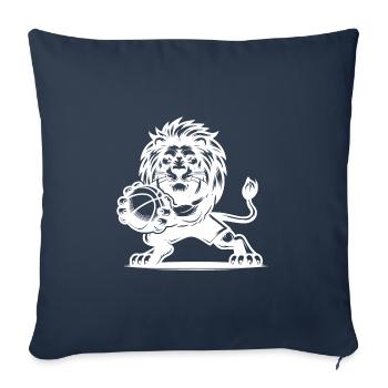 Lion sauvage du basket-ball avec basket-ball - Housse de coussin décorative 45 x 45 cm - bleu marine - Devant