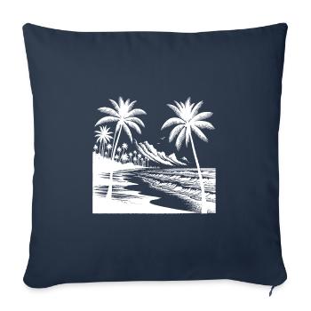 Island Coast Palm Trees Beach and Sea - Sofa pillowcase 17,3'' x 17,3'' (45 x 45 cm) - navy - Front
