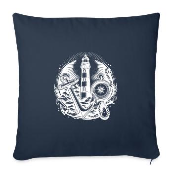 Coastal lighthouse with compass, anchor and light - Sofa pillowcase 17,3'' x 17,3'' (45 x 45 cm) - navy - Front