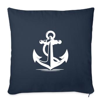 Vintage alter Anker mit dickem Tau Seil - Sofakissenbezug 45 x 45 cm - Navy - Vorne