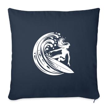 Sportliche Surferin die in großer Welle surft - Sofakissenbezug 45 x 45 cm - Navy - Vorne