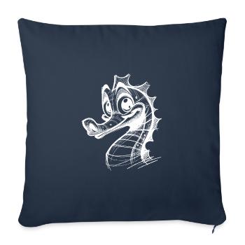 Mignon Enfants Hippocampe Crayon Dessin Brut - Housse de coussin décorative 45 x 45 cm - bleu marine - Devant