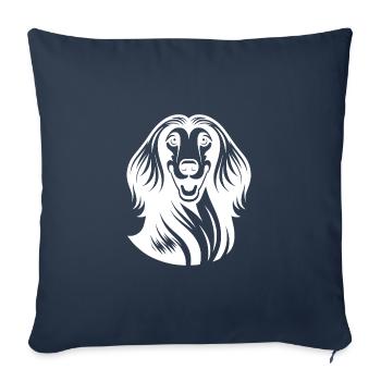 Portrait élégant de chien de chien afghan - Housse de coussin décorative 45 x 45 cm - bleu marine - Devant