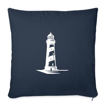 Phare rayé sur la côte - Housse de coussin décorative 45 x 45 cm - bleu marine - Devant