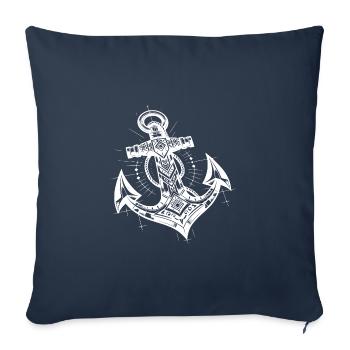 Artful anchor in elegant tattoo style - Sofa pillowcase 17,3'' x 17,3'' (45 x 45 cm) - navy - Front