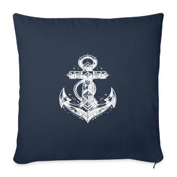 Klassischer Tattoo Anker eleganter Skizzen Style - Sofakissenbezug 45 x 45 cm - Navy - Vorne