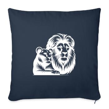 Portrait de style tête de lion et de lionne - Housse de coussin décorative 45 x 45 cm - bleu marine - Devant