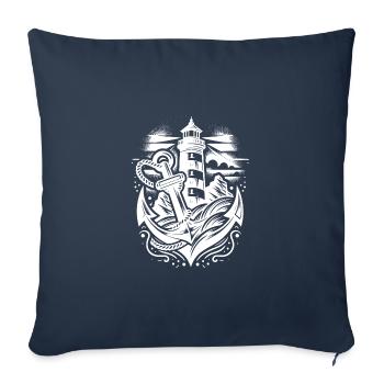 Coastal lighthouse with anchor and light - Sofa pillowcase 17,3'' x 17,3'' (45 x 45 cm) - navy - Front