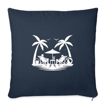 La vie de fête sur la plage, les vacances et les palmiers au bord de la mer - Housse de coussin décorative 45 x 45 cm - bleu marine - Devant