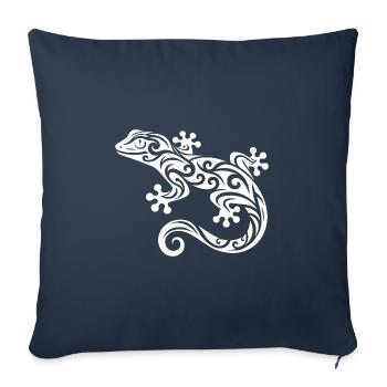 Gecko in Tribal Tattoo Ink Style - Sofa pillowcase 17,3'' x 17,3'' (45 x 45 cm) - navy - Front