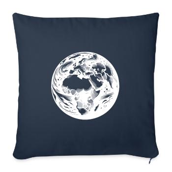 Terre Continents Afrique Europe vue de l’espace - Housse de coussin décorative 45 x 45 cm - bleu marine - Devant