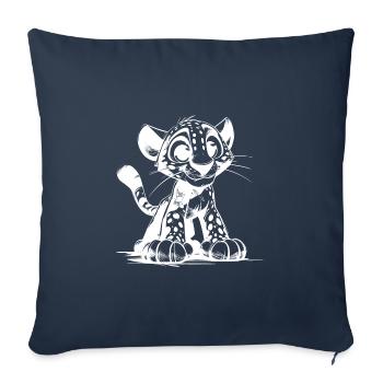 Petit Câlin Bébé Léopard Dessin Enfants - Housse de coussin décorative 45 x 45 cm - bleu marine - Devant