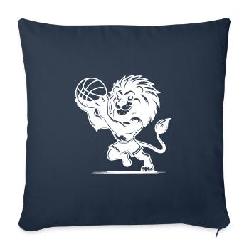 Lion orageux avec ballon de basket - Housse de coussin décorative 45 x 45 cm - bleu marine - Devant