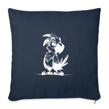 Petit perroquet mignon enfants dessin au crayon - Housse de coussin décorative 45 x 45 cm - bleu marine - Devant