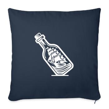 Ship in a bottle Sailing ship with sails - Sofa pillowcase 17,3'' x 17,3'' (45 x 45 cm) - navy - Front