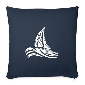 Voilier sur le cap dans les grosses vagues - Housse de coussin décorative 45 x 45 cm - bleu marine - Devant