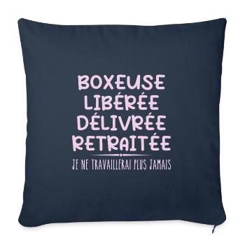 Boxeuse célèbre sa retraite avec humour cadeau - Housse de coussin décorative 45 x 45 cm - bleu marine - Devant