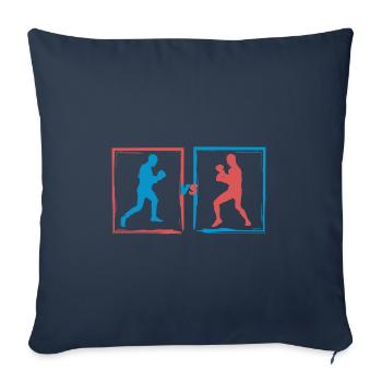 Boxe combat - idee cadeau boxeur - Housse de coussin décorative 45 x 45 cm - bleu marine - Devant