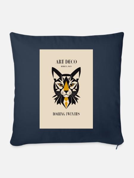 Art Deco Katze - Sofakissenbezug 45 x 45 cm - Navy