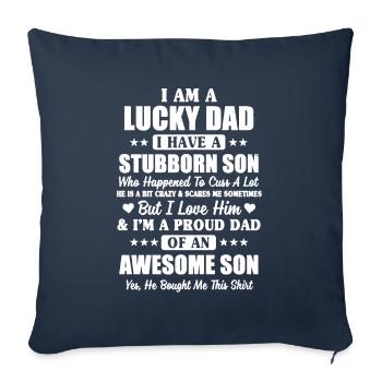 T-shirts papa chanceux - Housse de coussin décorative 45 x 45 cm - bleu marine - Devant
