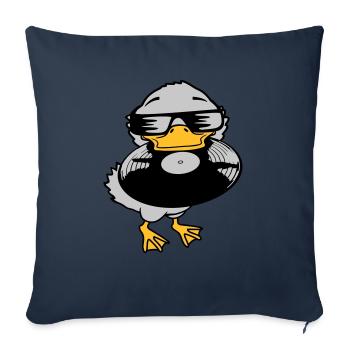 Record Party Ducklings Vinyle - Housse de coussin décorative 45 x 45 cm - bleu marine - Devant