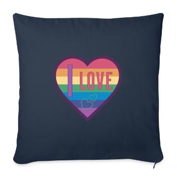 coeur coloré arc-en-ciel unisexe amour pour tout le monde - Housse de coussin décorative 45 x 45 cm - bleu marine - Devant