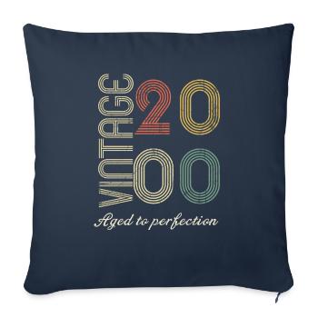 Cadeau d’anniversaire 24 ans - 2000 - Housse de coussin décorative 45 x 45 cm - bleu marine - Devant
