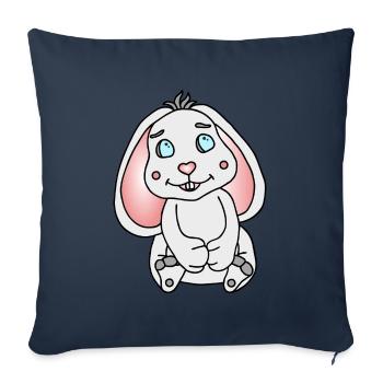 Süßer Hase mit Schlappohren - Sofakissenbezug 45 x 45 cm - Navy - Vorne