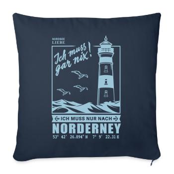 Norderney Urlaub Nordsee Insel Leuchtturm Geschenk - Sofakissenbezug 45 x 45 cm - Navy - Vorne