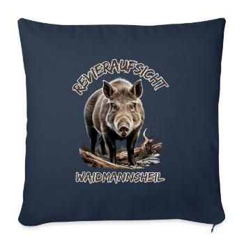 Jäger-Waidmannsheil Revieraufsicht-Wildschwein - Sofa pillowcase 17,3'' x 17,3'' (45 x 45 cm) - navy - Front