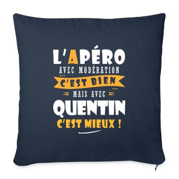 Quentin Cadeau Humour personnalisé cadeau quentin - Housse de coussin décorative 45 x 45 cm - bleu marine - Devant
