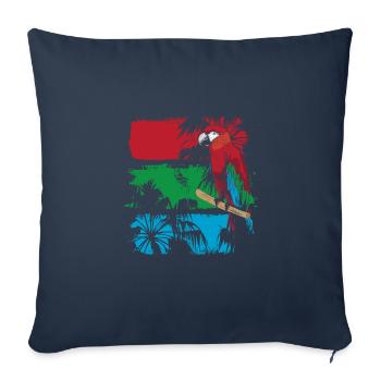 Perroquet coloré sur une branche - Housse de coussin décorative 45 x 45 cm - bleu marine - Devant