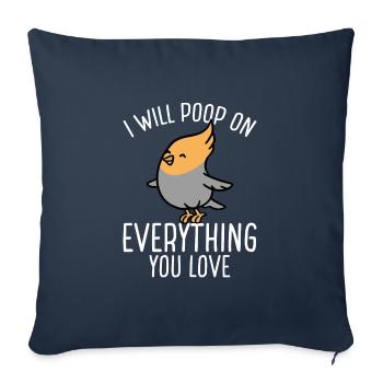 Le perroquet fera caca sur tout - Housse de coussin décorative 45 x 45 cm - bleu marine - Devant