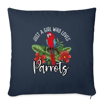 Juste une fille qui aime les perroquets - Housse de coussin décorative 45 x 45 cm - bleu marine - Devant