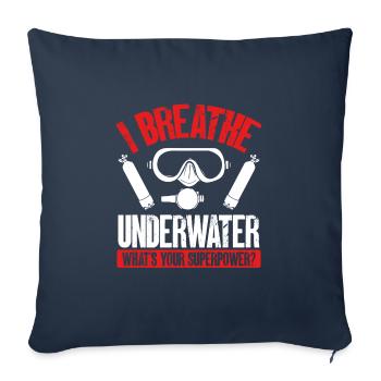Je respire sous l’eau - Housse de coussin décorative 45 x 45 cm - bleu marine - Devant