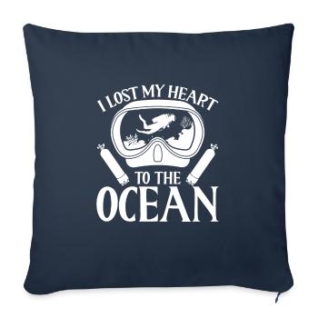 J’ai perdu mon cœur à cause de l’océan - Housse de coussin décorative 45 x 45 cm - bleu marine - Devant