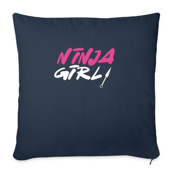 Fille Ninja Rose - Housse de coussin décorative 45 x 45 cm - bleu marine - Devant