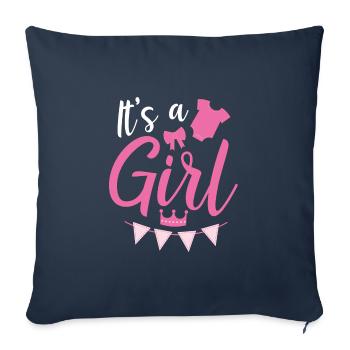C’est une fille - Housse de coussin décorative 45 x 45 cm - bleu marine - Devant