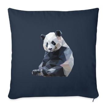 Conception du logo Panda I Low Poly Art - Housse de coussin décorative 45 x 45 cm - bleu marine - Devant