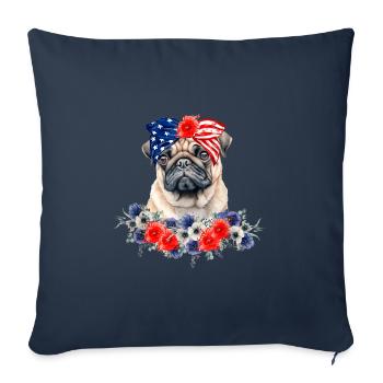Carlin Chien Bandana Drapeau Américain 4 Juillet - Housse de coussin décorative 45 x 45 cm - bleu marine - Devant