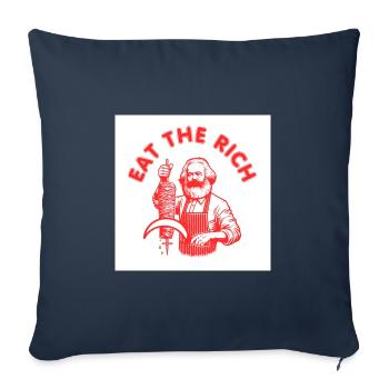 Eat the rich - Karl Marx Eat Doner Kebab Rich - Housse de coussin décorative 45 x 45 cm - bleu marine - Devant