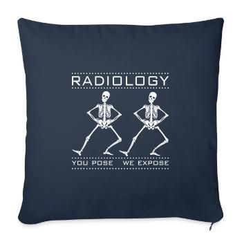 Squelettes dansants - Radioologist Design - Housse de coussin décorative 45 x 45 cm - bleu marine - Devant