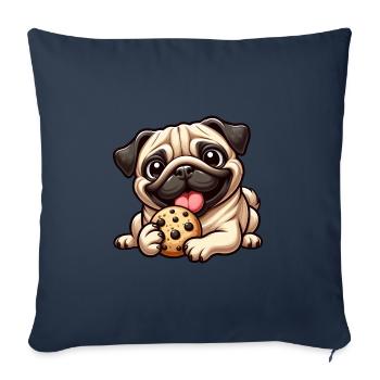 Mignon Carlin Biscuit Dessin animé Dessert Dessert - Housse de coussin décorative 45 x 45 cm - bleu marine - Devant