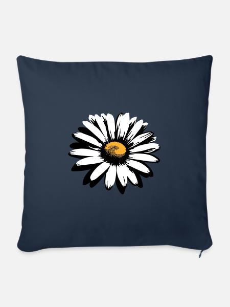 Marguerite jolie stylisée - Housse de coussin décorative 45 x 45 cm - bleu marine