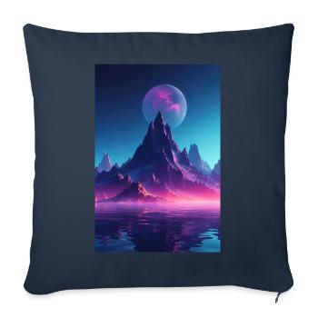 Retro Bergmelodie: Eine Synthwave Ode an der See - Sofakissenbezug 45 x 45 cm - Navy - Vorne