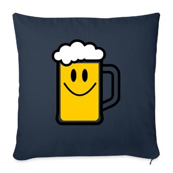 Visage de bière - Housse de coussin décorative 45 x 45 cm - bleu marine - Devant