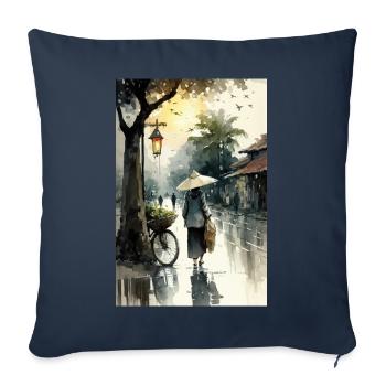 Vietnam - Housse de coussin décorative 45 x 45 cm - bleu marine - Devant