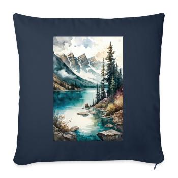 Montagnes Lac Forêt Arbres Banff Canada - Housse de coussin décorative 45 x 45 cm - bleu marine - Devant