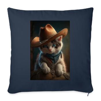 Cat with cowboy hat - Sofa pillowcase 17,3'' x 17,3'' (45 x 45 cm) - navy - Front