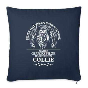 COLLIE Guardian Angel Dogs Disant Chien Wilsigns - Housse de coussin décorative 45 x 45 cm - bleu marine - Devant